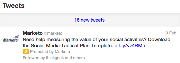 Screengrab of promoted tweet