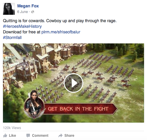 Megan Fox Facebook post