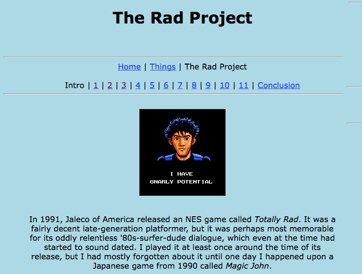 Screenshot of The Rad Project
