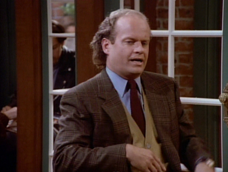 Frasier, waving his hands around making excuses