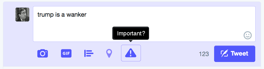 Twitter mock adding 'important' icon
