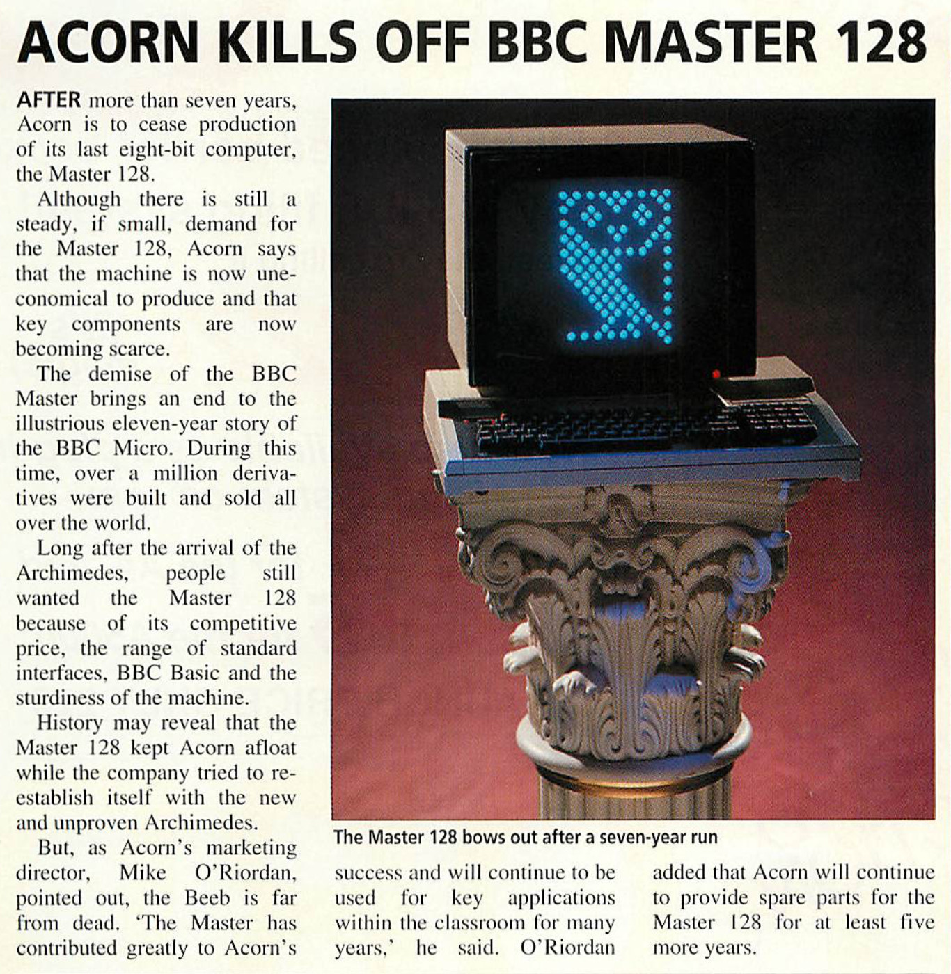 Headline: Acorn Kills Off BBC Master 128