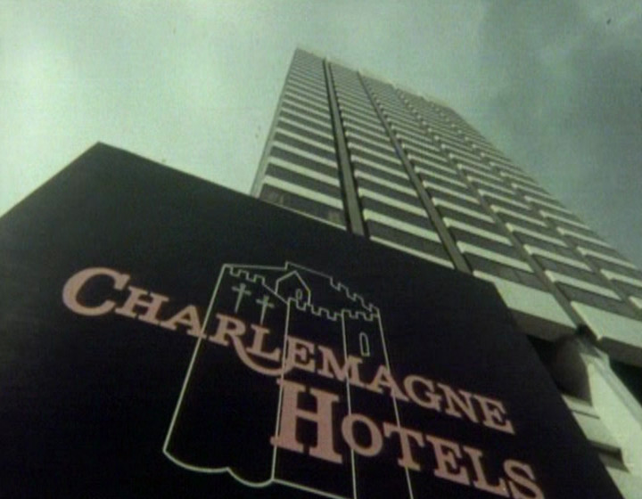 South Bank Television Centre with Charlemagne Hotels sign