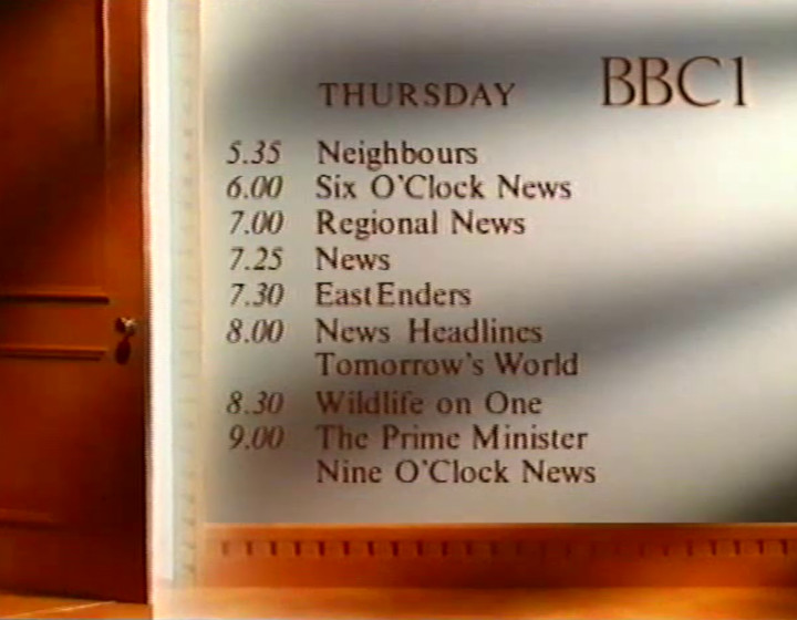 BBC1 evening menu, 1991