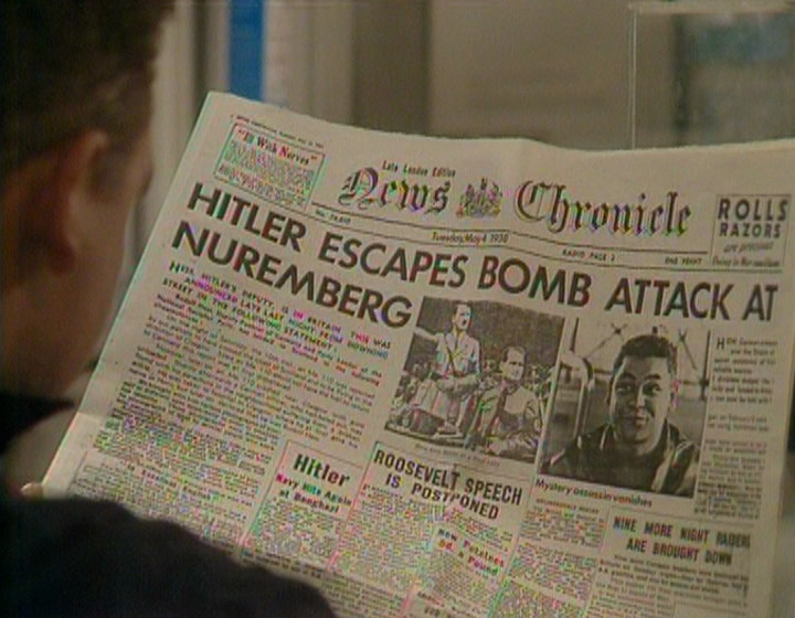 News Chronicle newspaper: headline Hitler Escapes Bomb Attack at Nuremberg