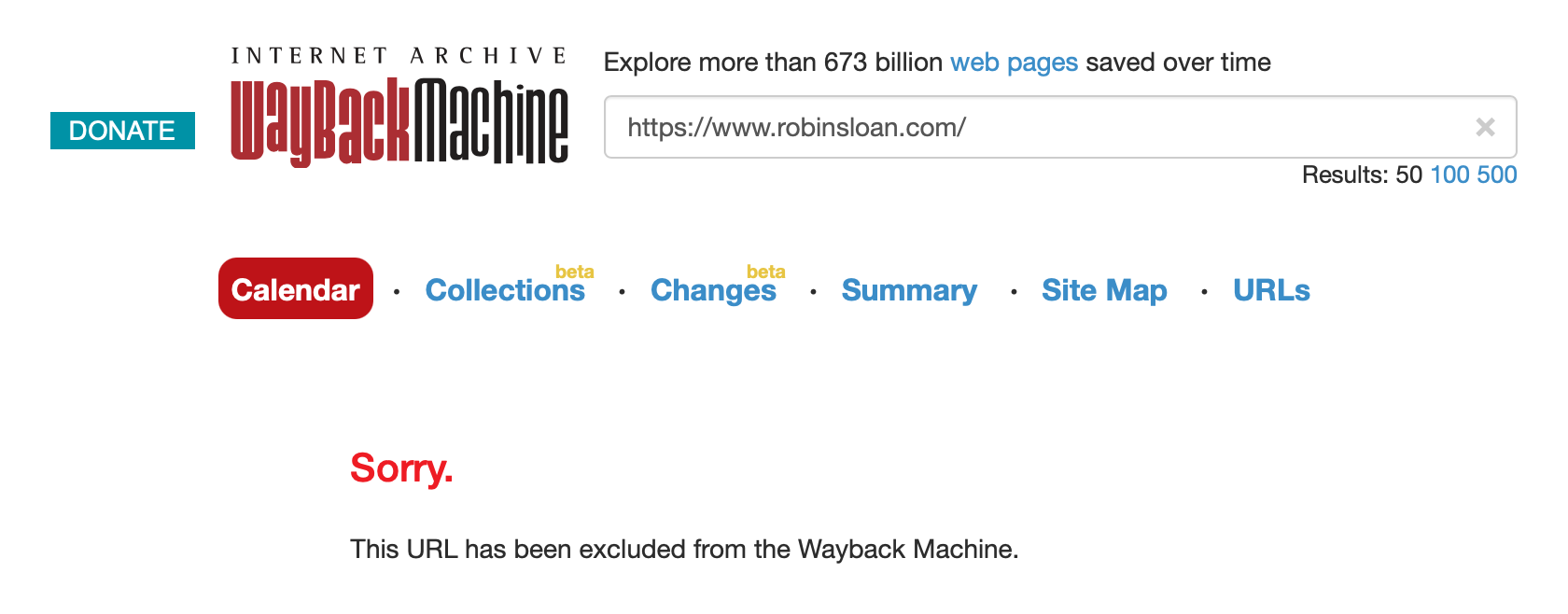 Screengrab of robinsloan.com on the Wayback Machine - This URL has been excluded