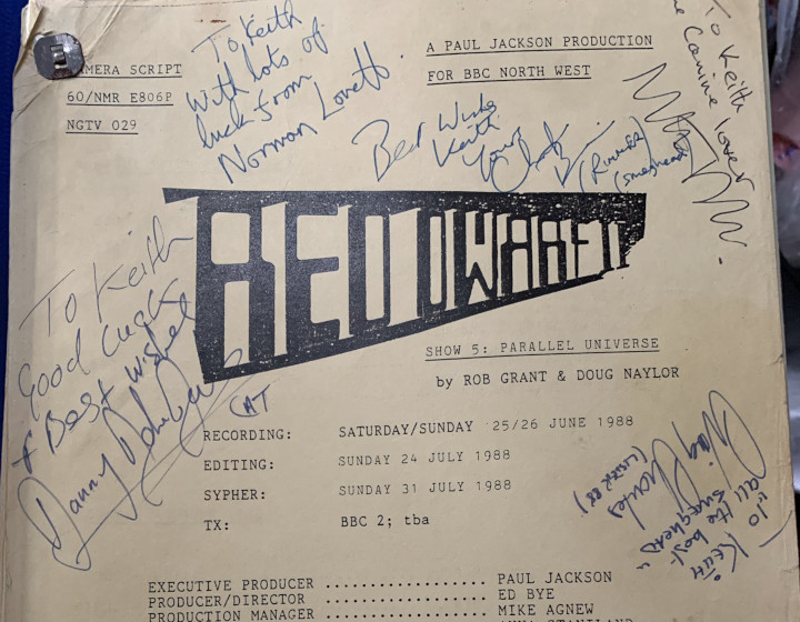 The front page of a Red Dwarf script