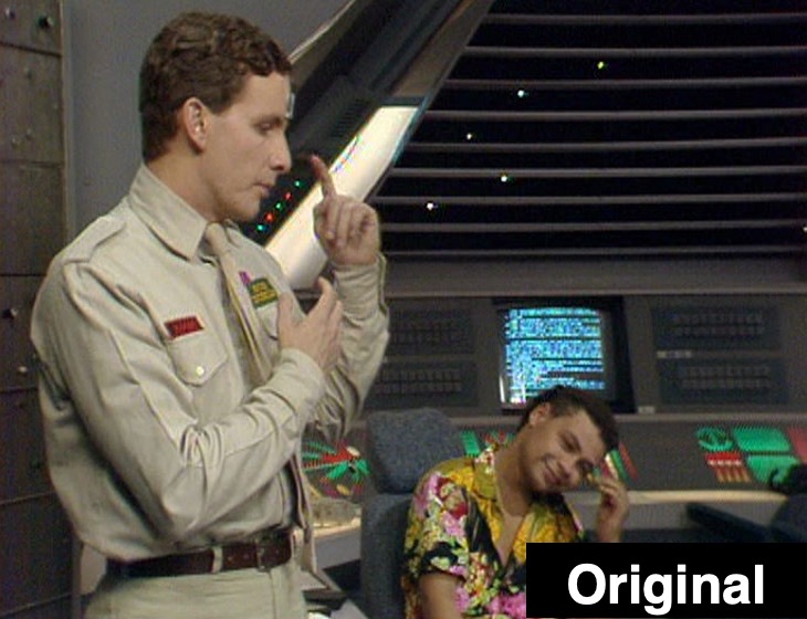 Rimmer and Lister in the Drive Room without Holly in vision