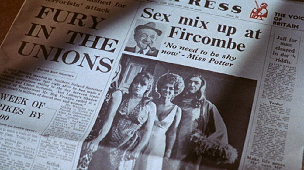 Daily Express mocked-up front page. Headline: Sex mix up at Fircombe