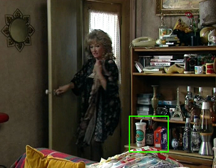 Daisy and Onslow's living room - cup and red box also on the bottom shelf